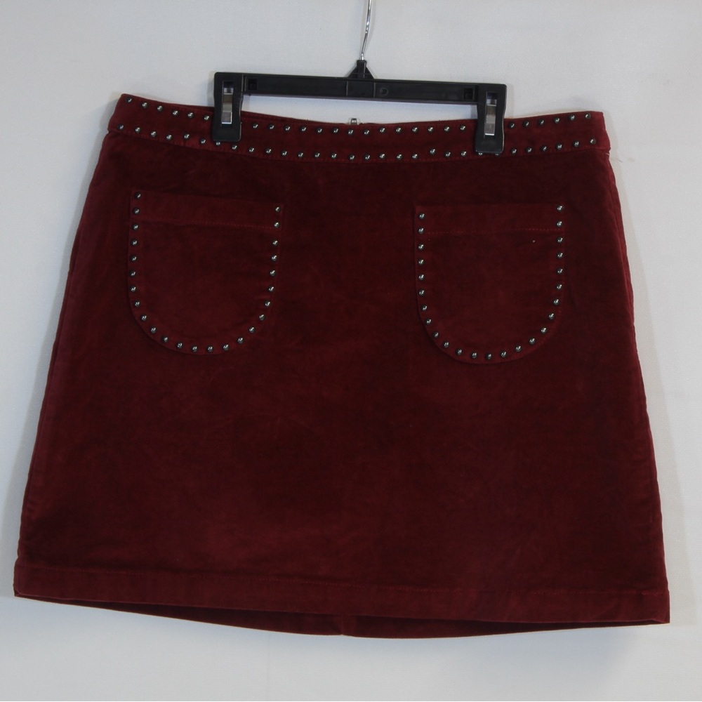 Mossimo Supply Co Red Corduroy Silver Studded Mini Skirt
